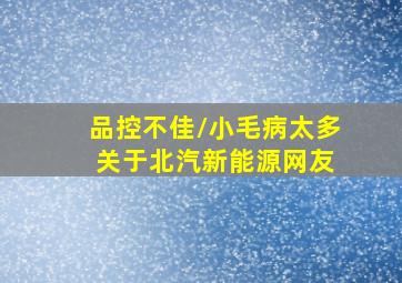 品控不佳/小毛病太多 关于北汽新能源网友